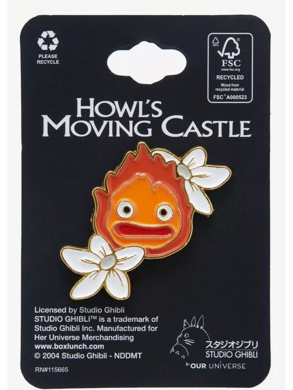 Studio Ghibli Howl's Moving Castle Calcifer Floral Enamel Pin